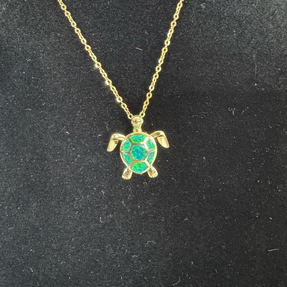 Gold Opal Stone Necklace - Picture 5 of 6